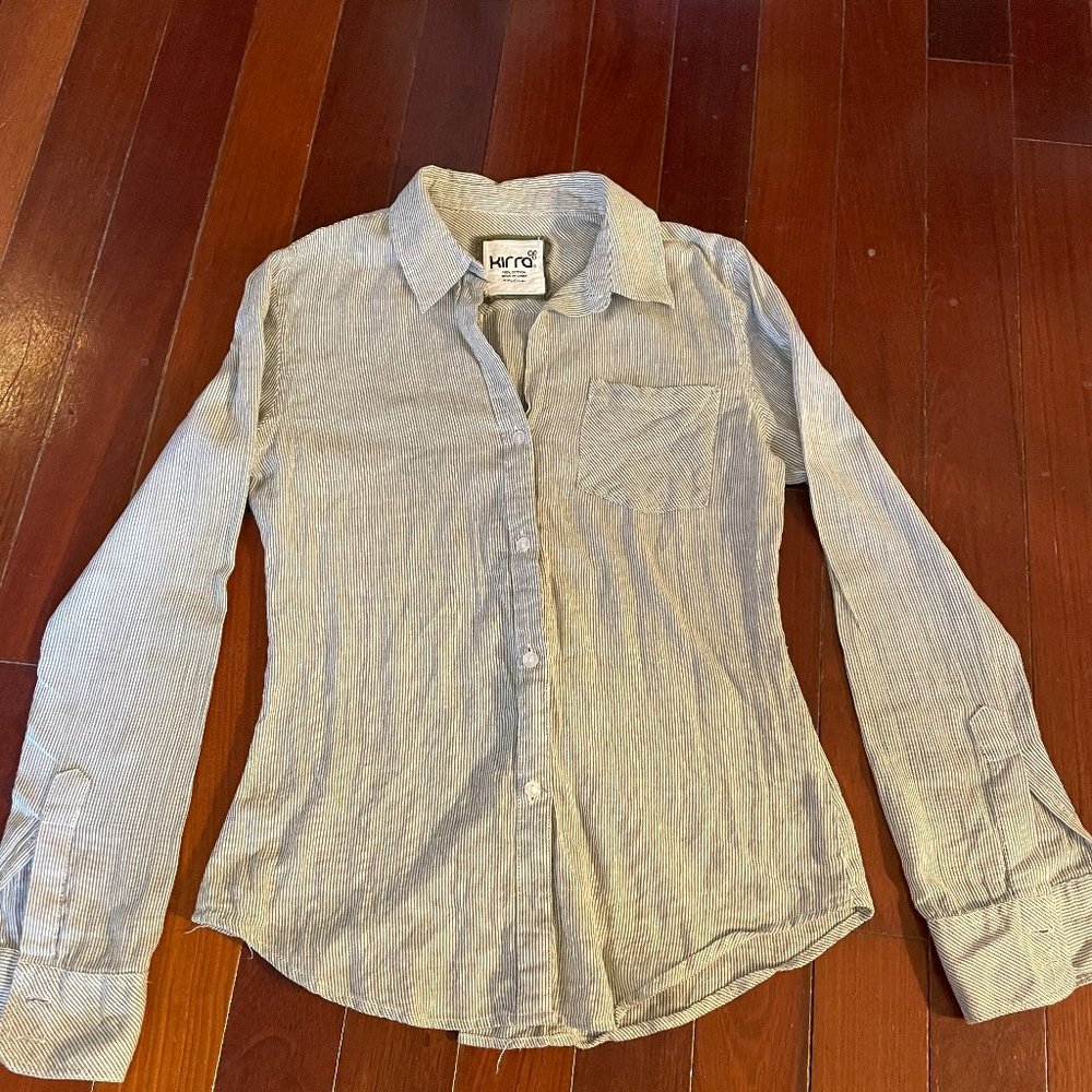 Kirra 100% Cotton, Fitted, Stripped, Button Down (M)